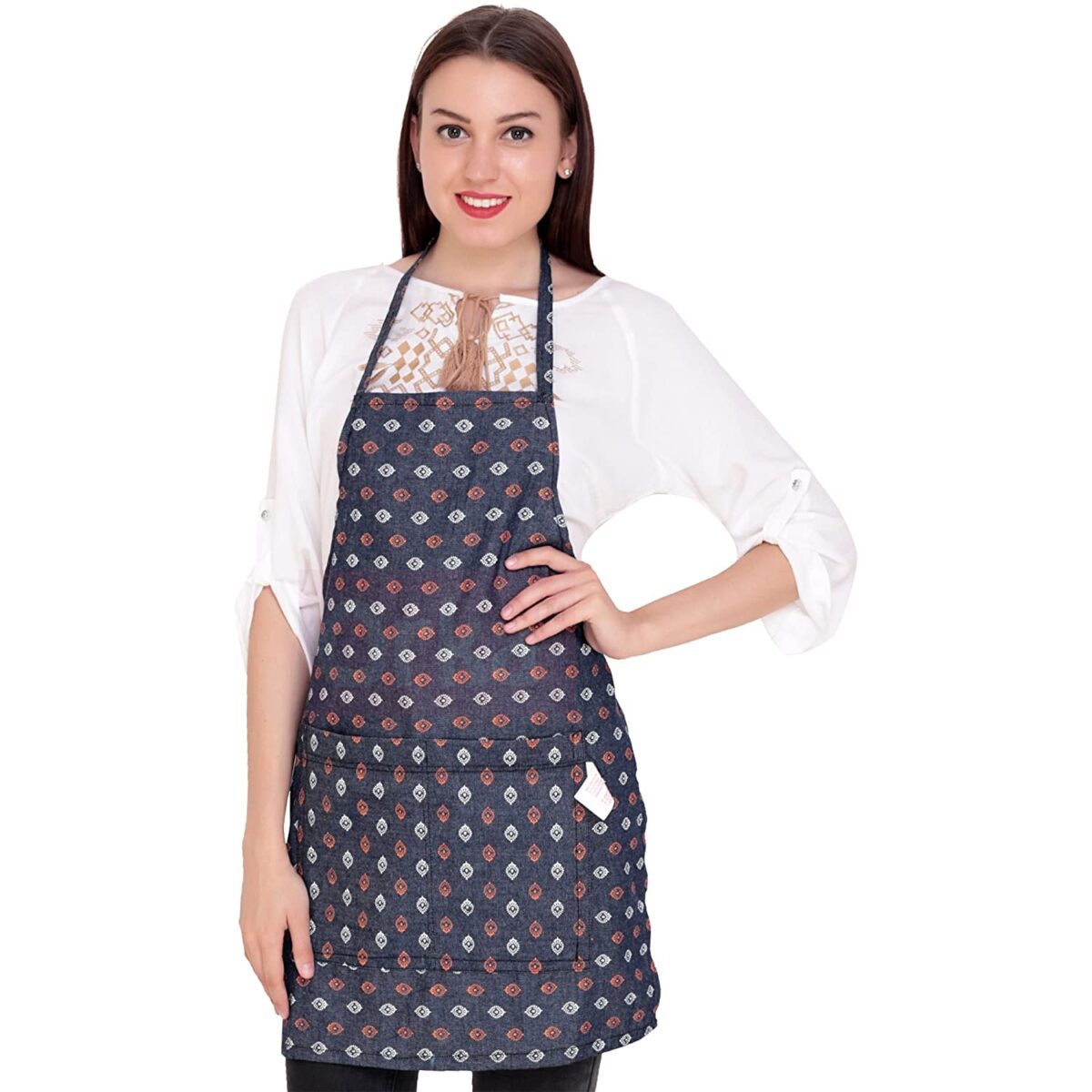 StyleCraft Denim Kitchen Apron with Pockets - Printed - Image 1