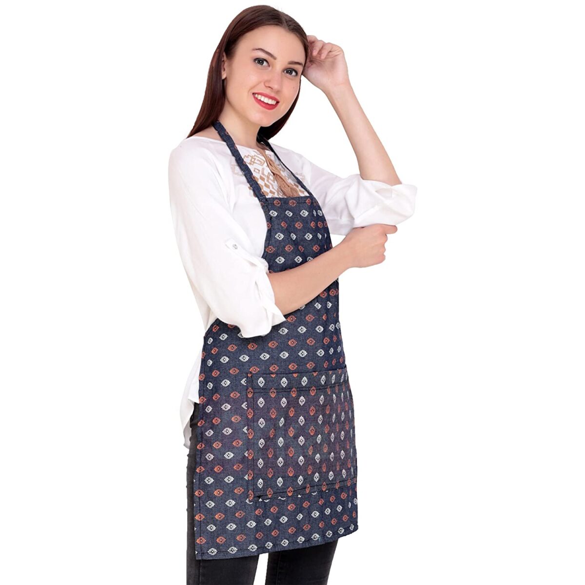 StyleCraft Denim Kitchen Apron with Pockets - Printed - Image 3